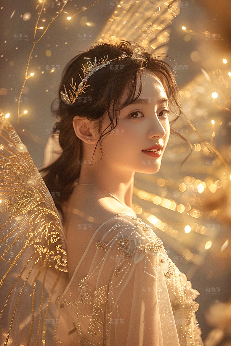 天使女神清新美女摄影图