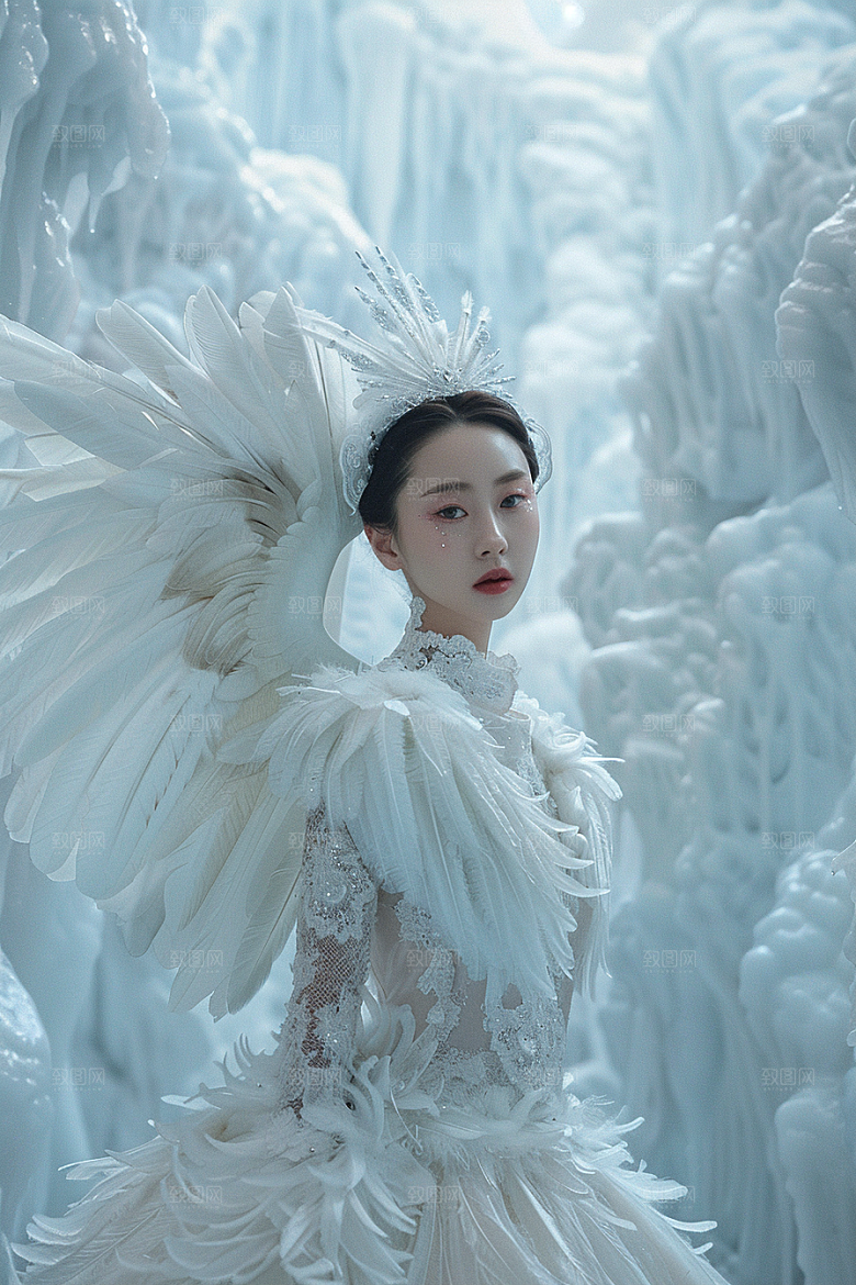天使女神白色美女摄影图