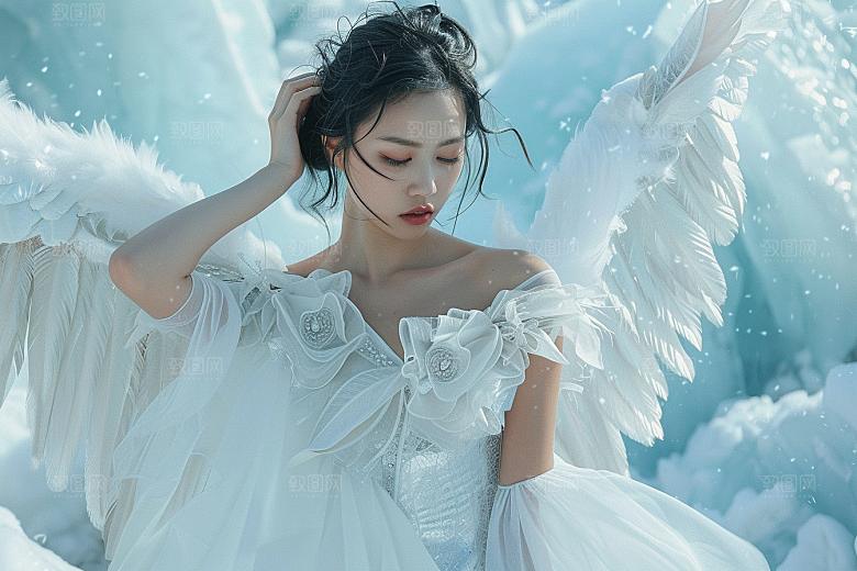 天使女神美女白色摄影图