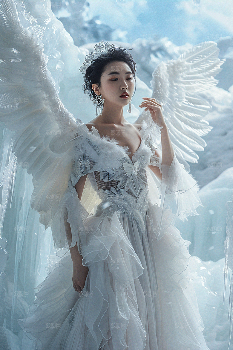 天使女神清新白色摄影图
