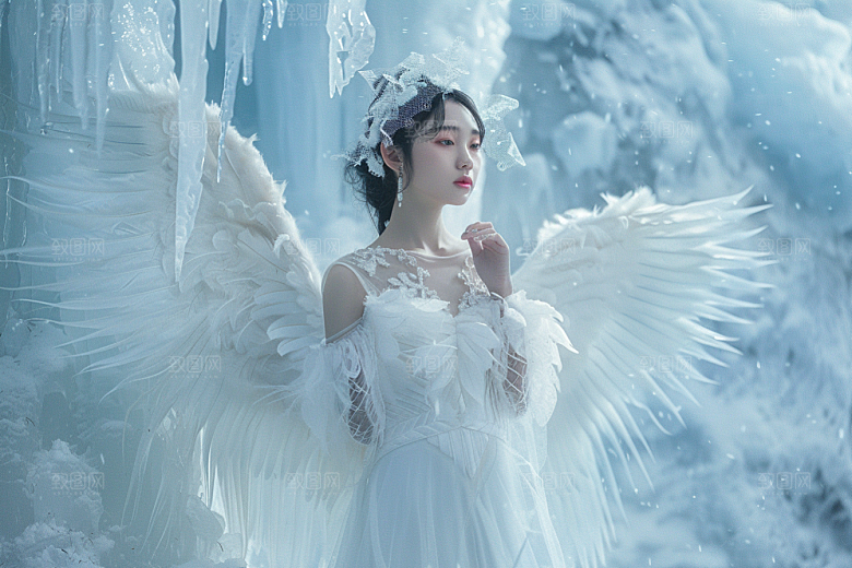 天使女神纯洁白色摄影图