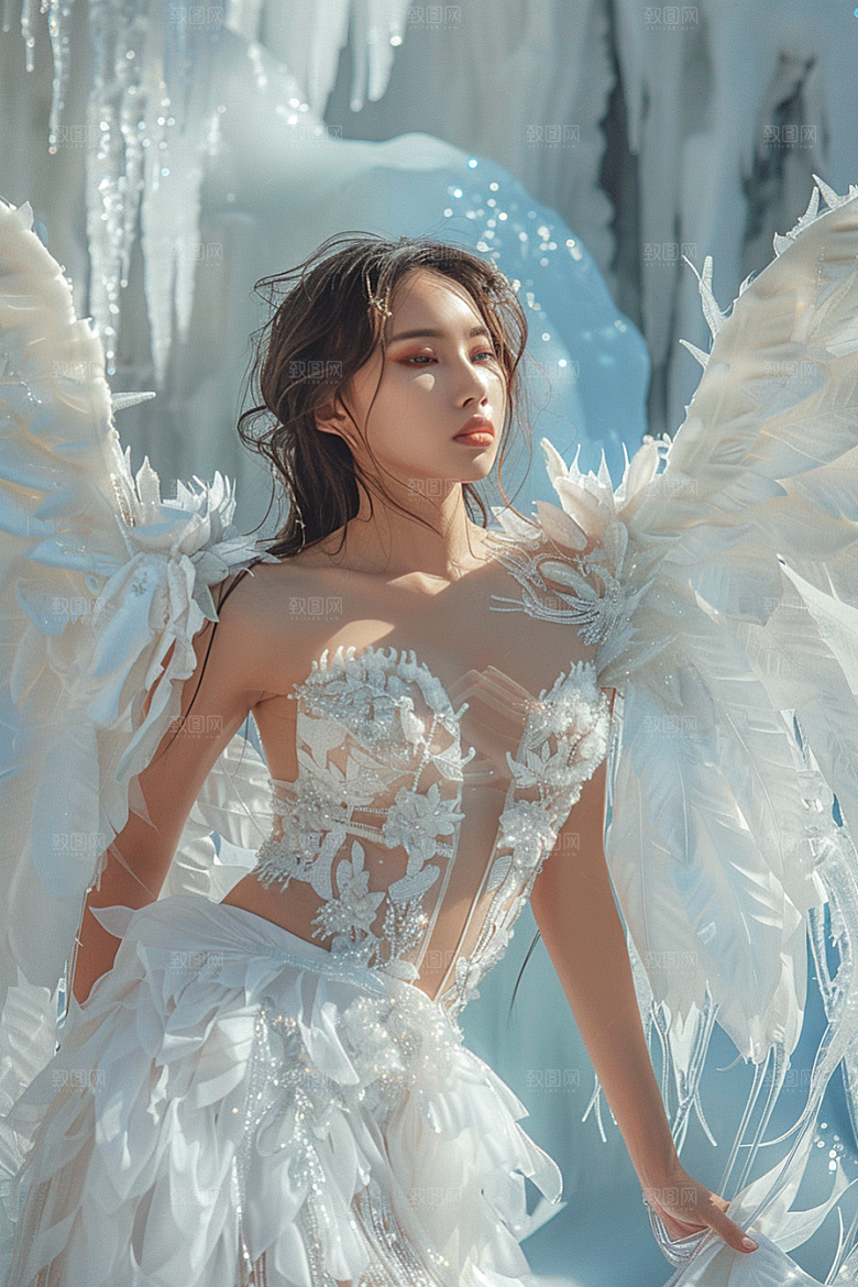天使女神白色人物摄影图