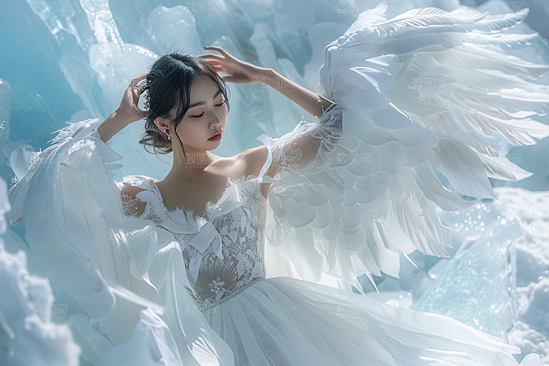 天使女神写真白色摄影图