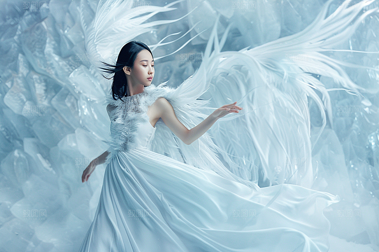 天使女神白色人物摄影图
