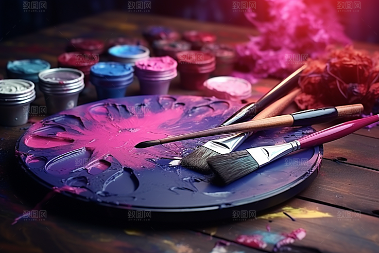 调色板艺术油画摄影图