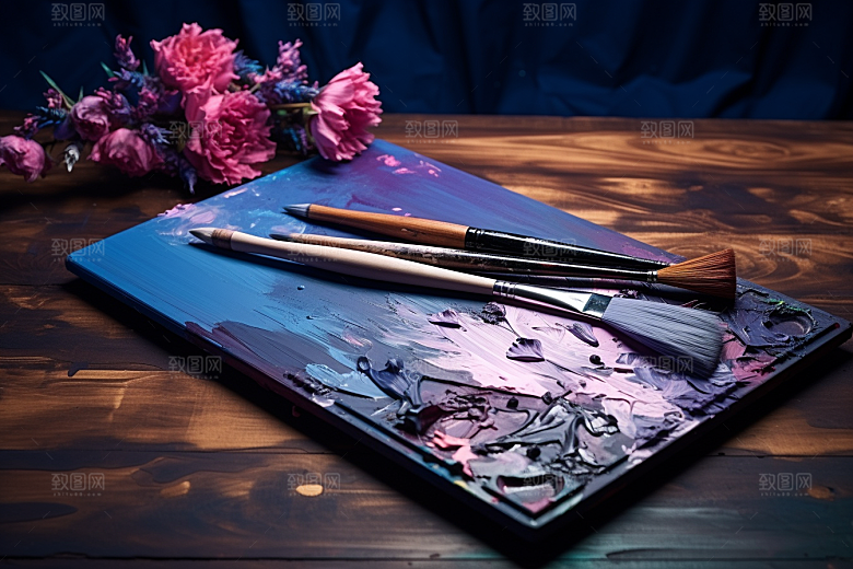 调色板高清油画摄影图