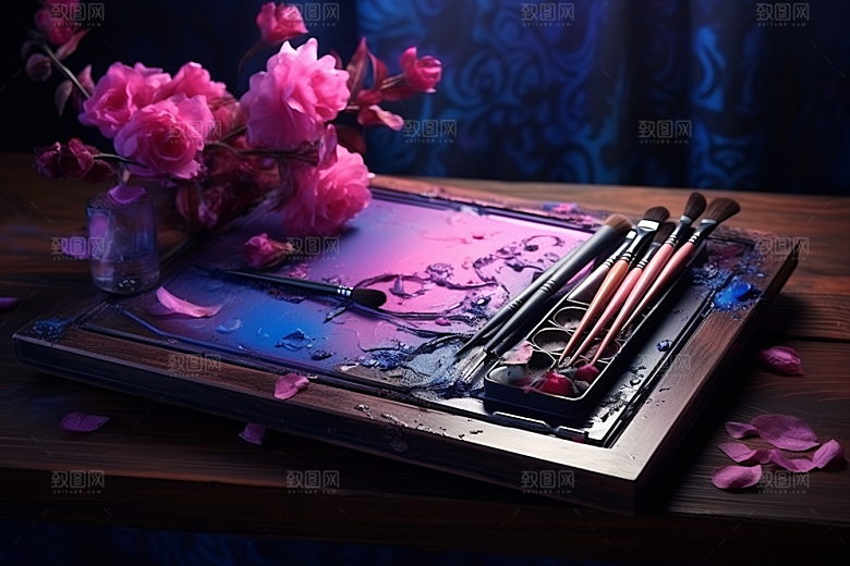 调色板艺术油画摄影图