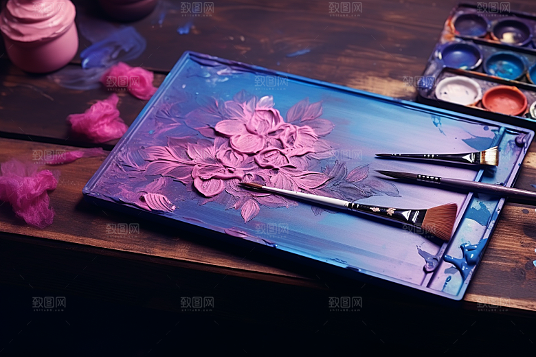 调色板颜料油画摄影图