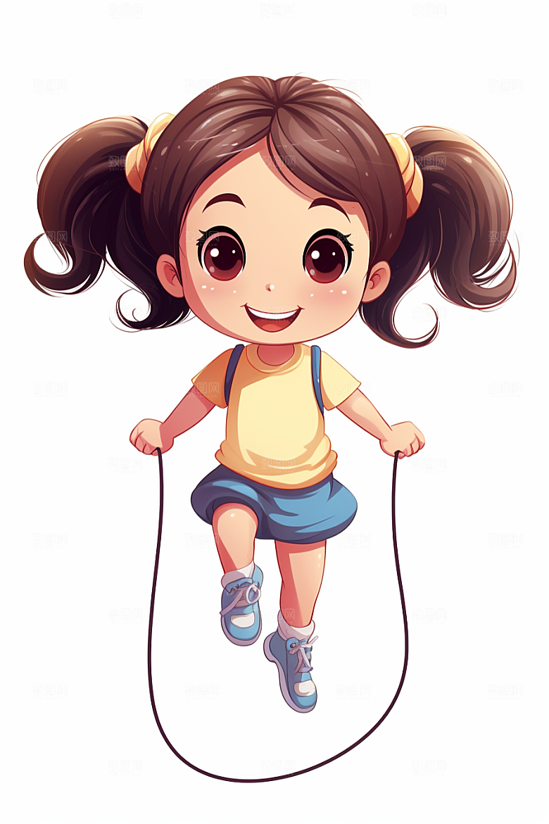 儿童跳绳健康锻炼插画