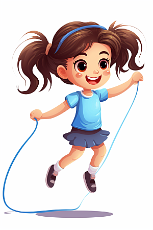 儿童跳绳运动锻炼插画