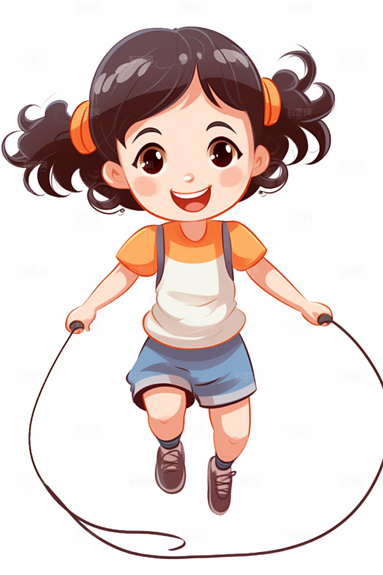 儿童跳绳青春锻炼插画