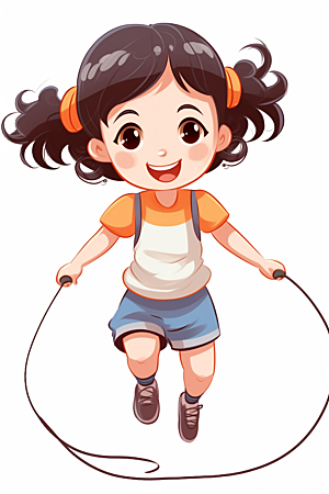 儿童跳绳青春锻炼插画