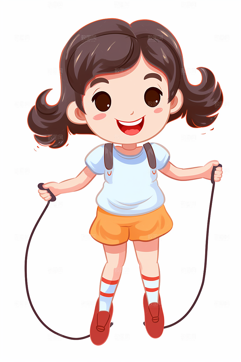 儿童跳绳活力形象插画