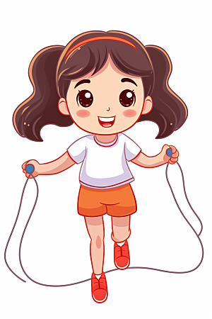 儿童跳绳健康形象插画