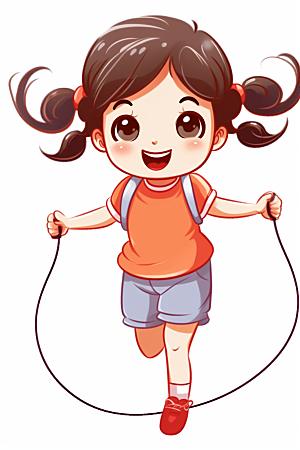 儿童跳绳活力运动插画
