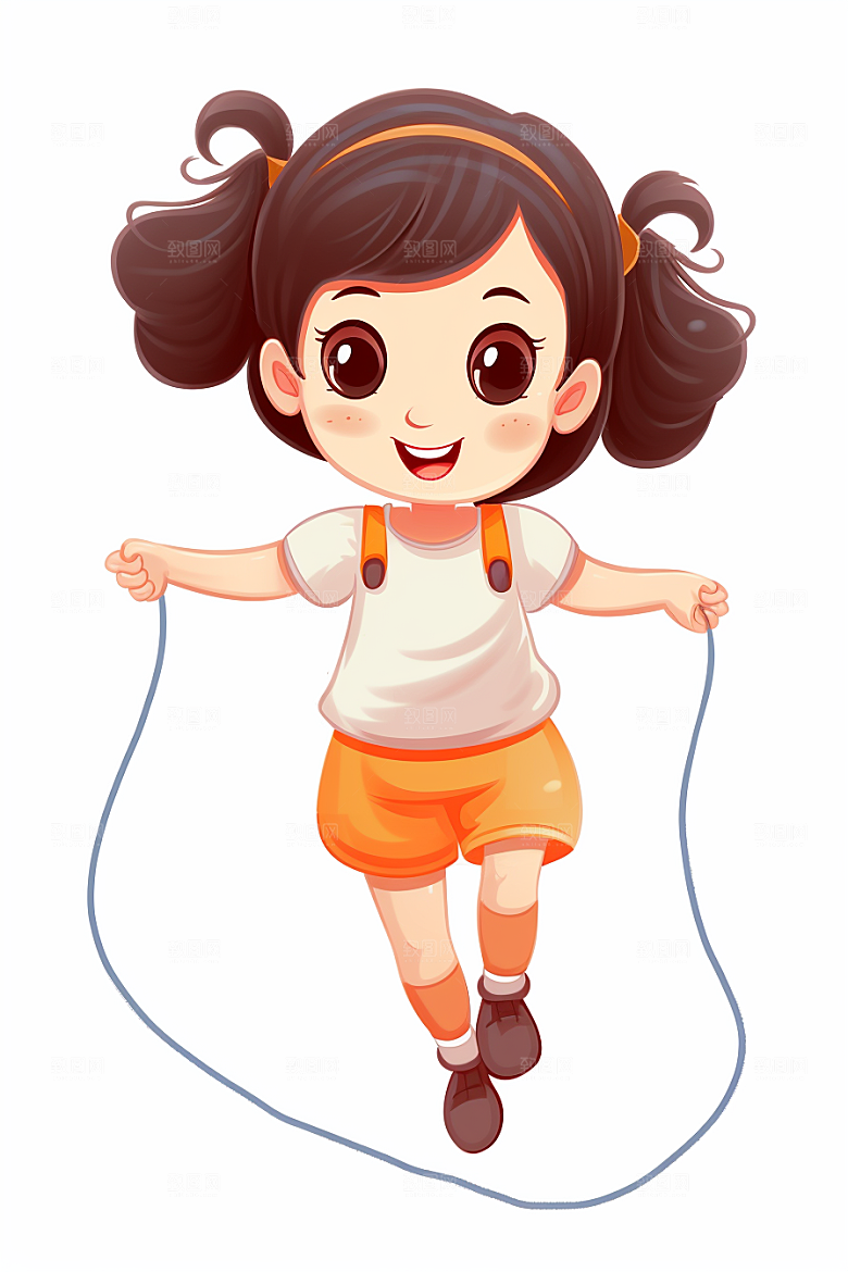 儿童跳绳青春健身插画