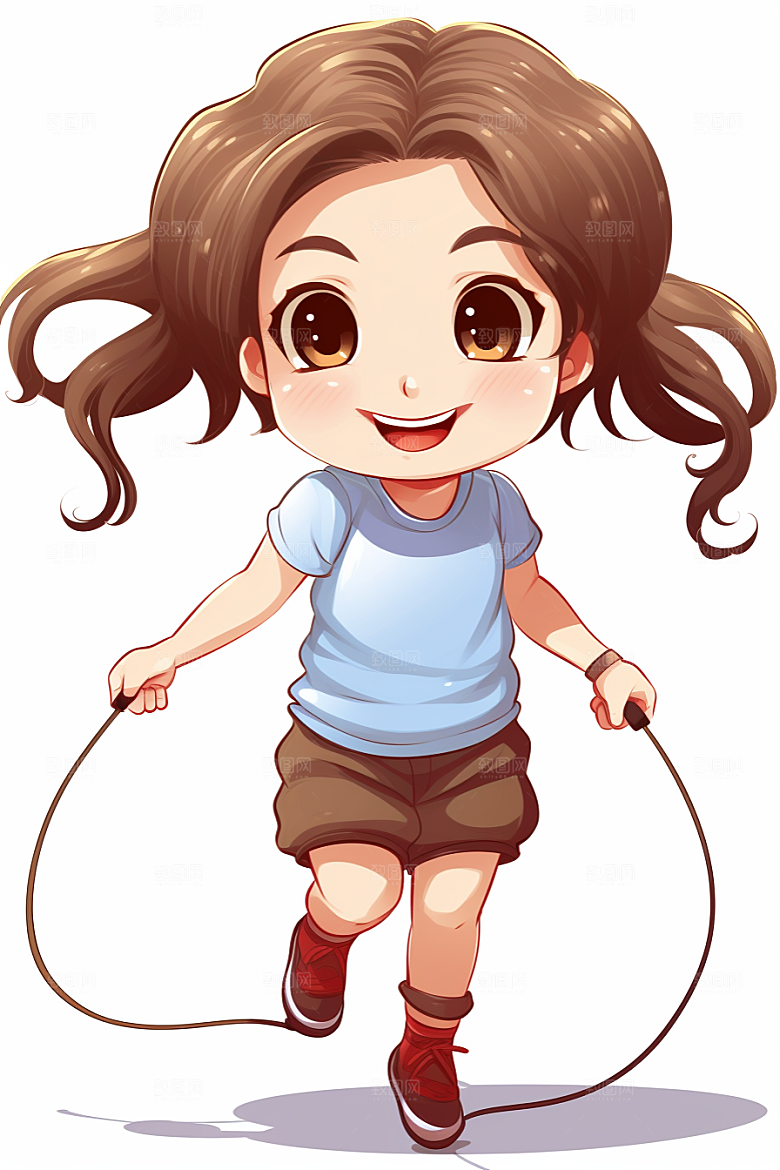 儿童跳绳人物锻炼插画