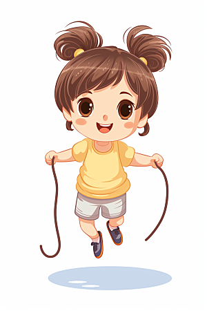 儿童跳绳健康运动插画