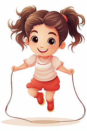 儿童跳绳锻炼形象插画