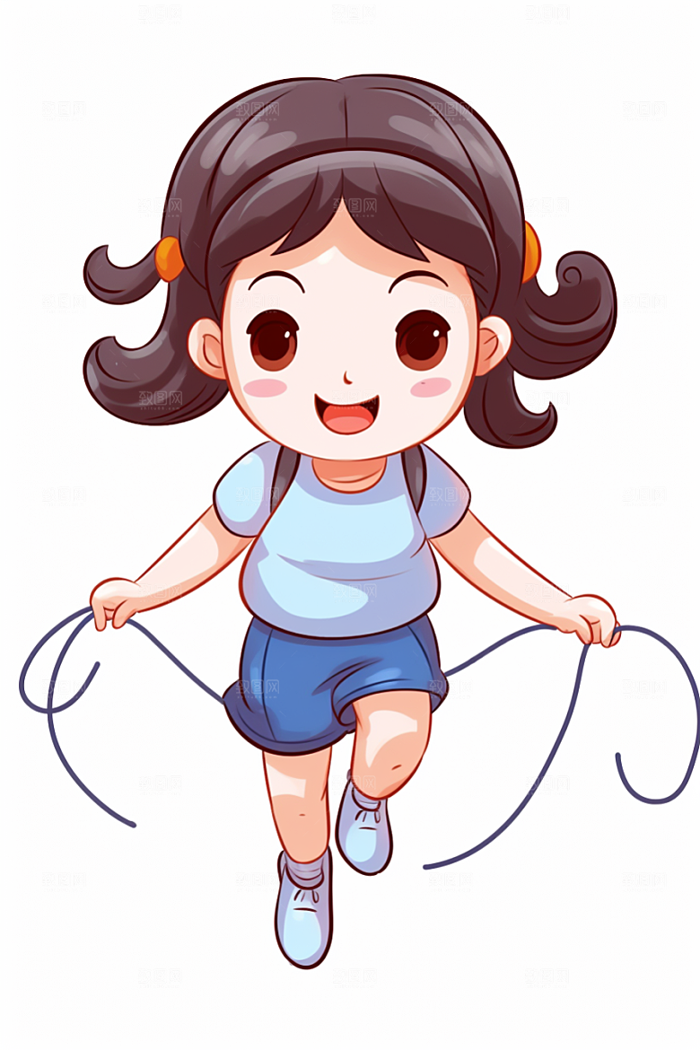 儿童跳绳运动活力插画