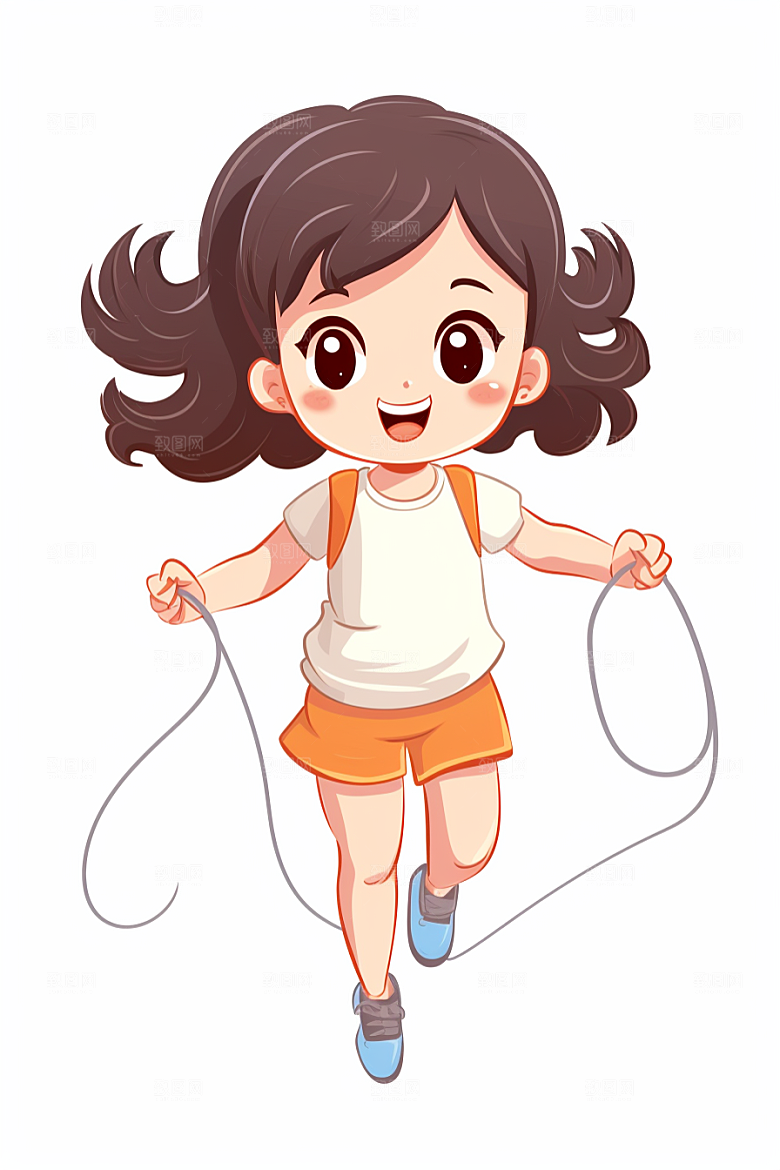 儿童跳绳青春健身插画