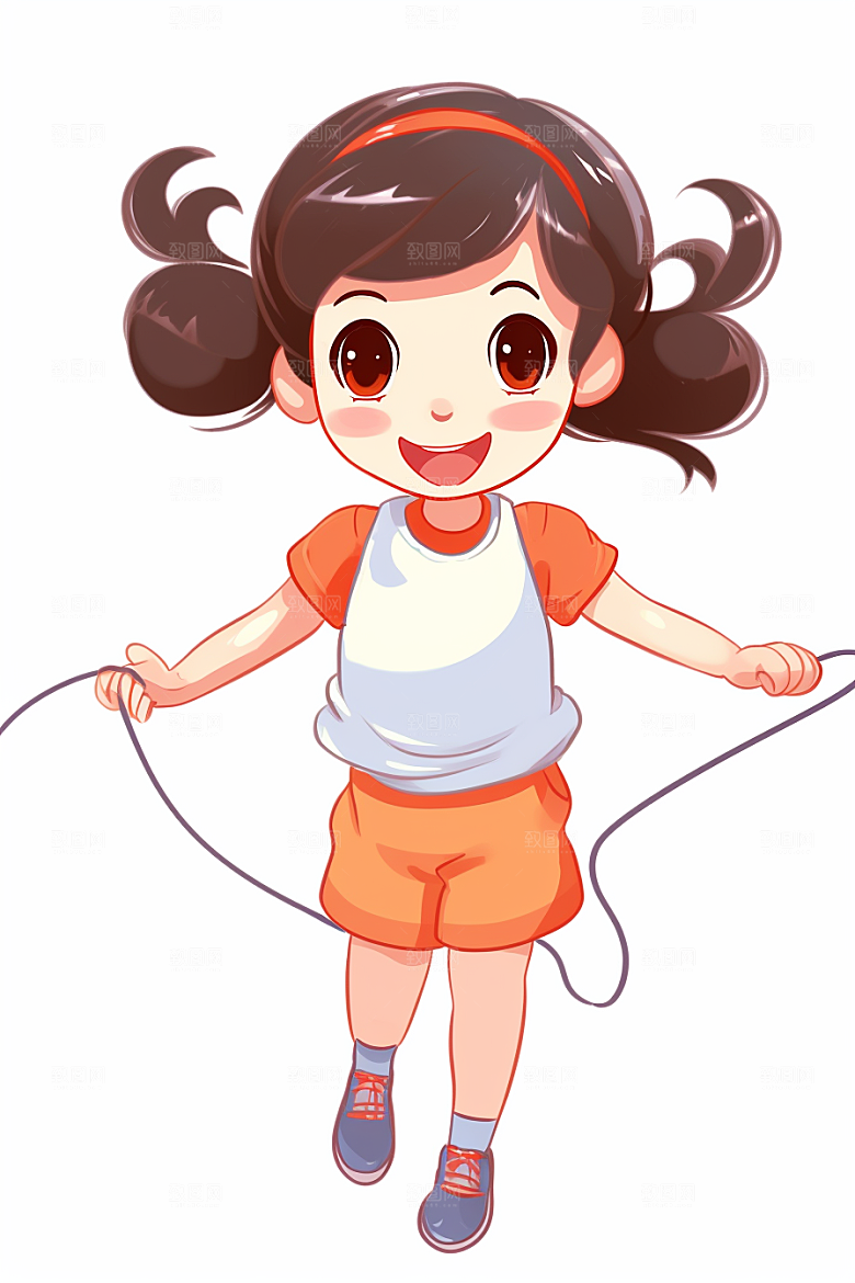 儿童跳绳活力青春插画