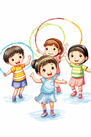 儿童跳绳健康健身插画