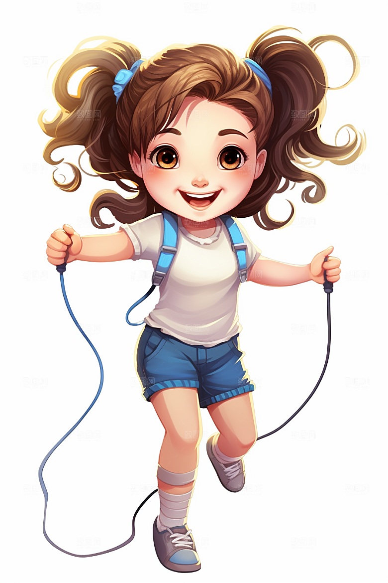 儿童跳绳活力健康插画