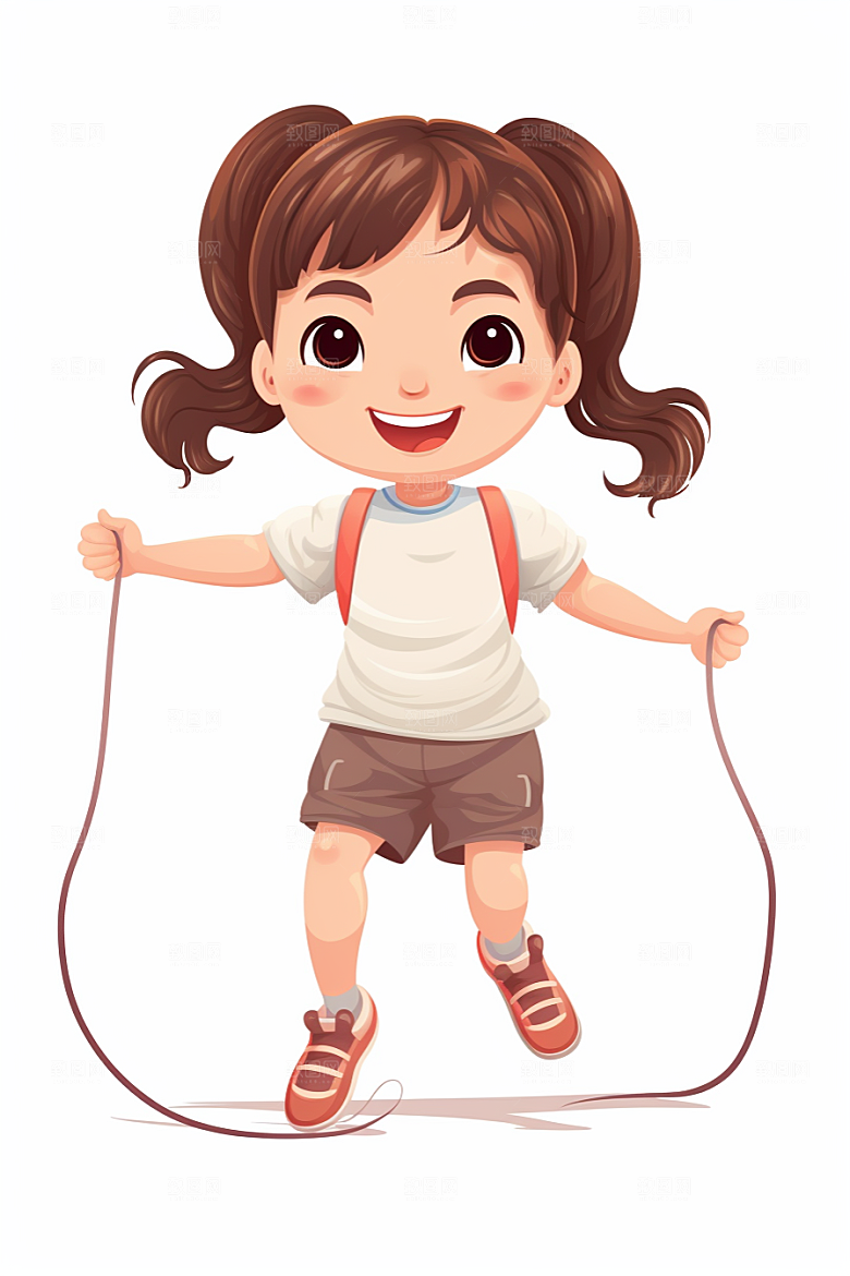 儿童跳绳健身人物插画