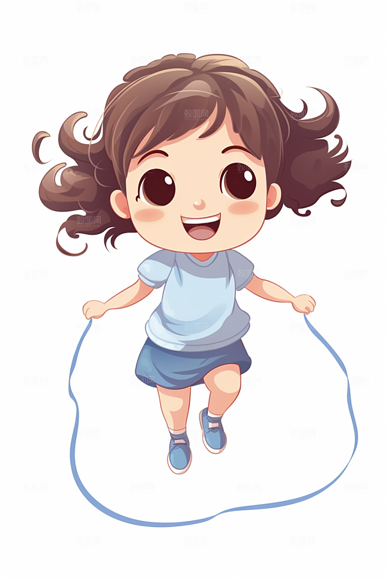 儿童跳绳健康健身插画