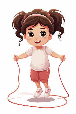 儿童跳绳健身青春插画