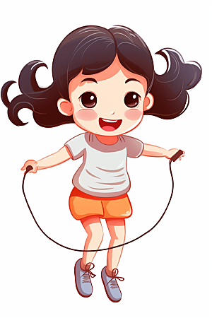 儿童跳绳体育锻炼插画