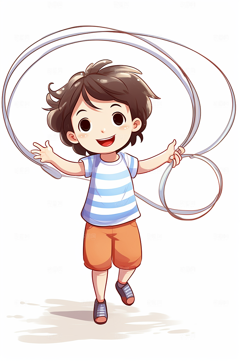 儿童跳绳活力青春插画