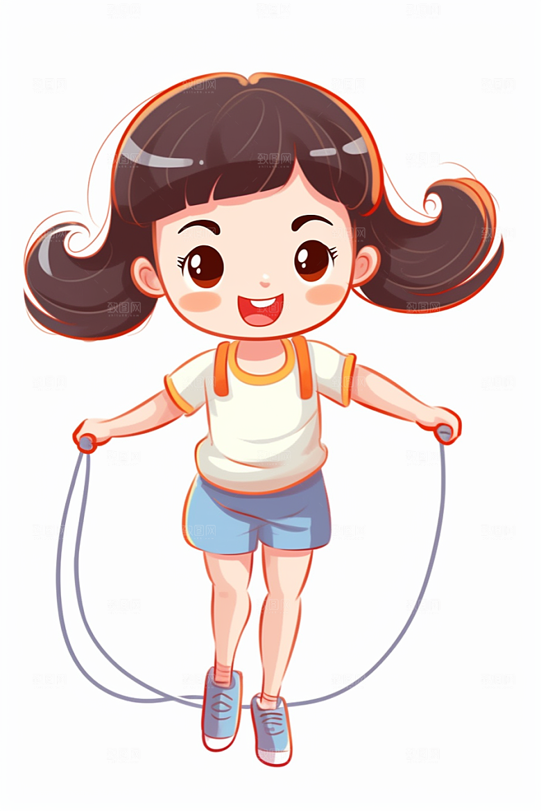 儿童跳绳青春健康插画
