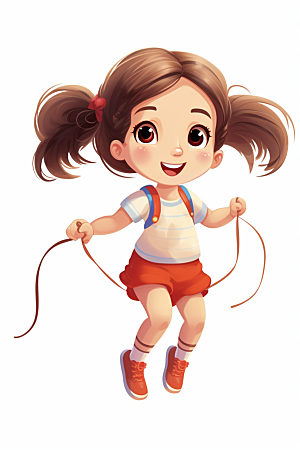 儿童跳绳形象锻炼插画
