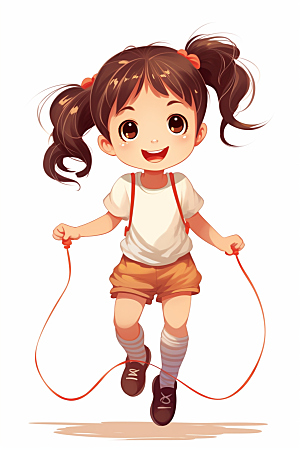 儿童跳绳形象运动插画