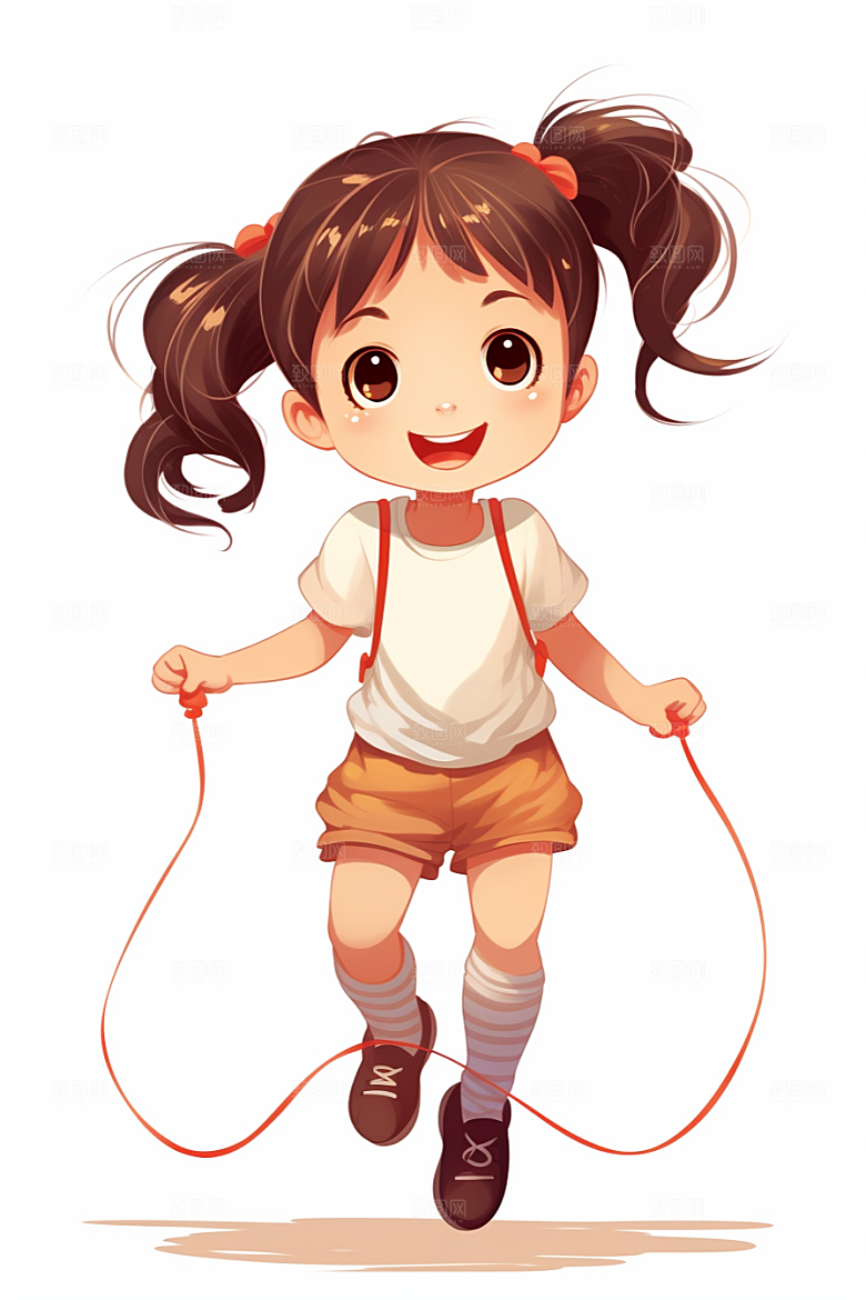 儿童跳绳形象运动插画