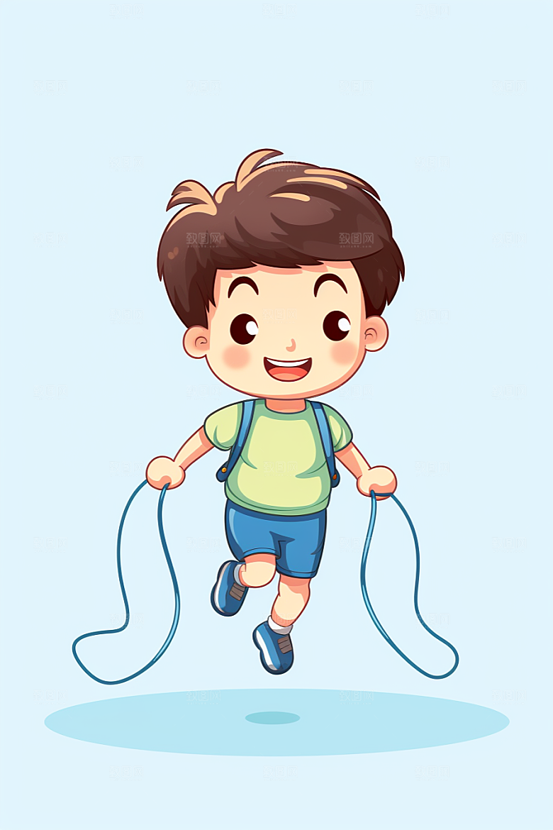 儿童跳绳锻炼形象插画