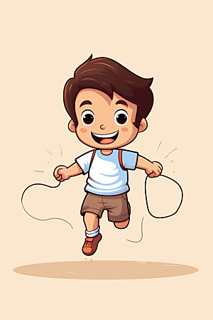 儿童跳绳体育运动插画