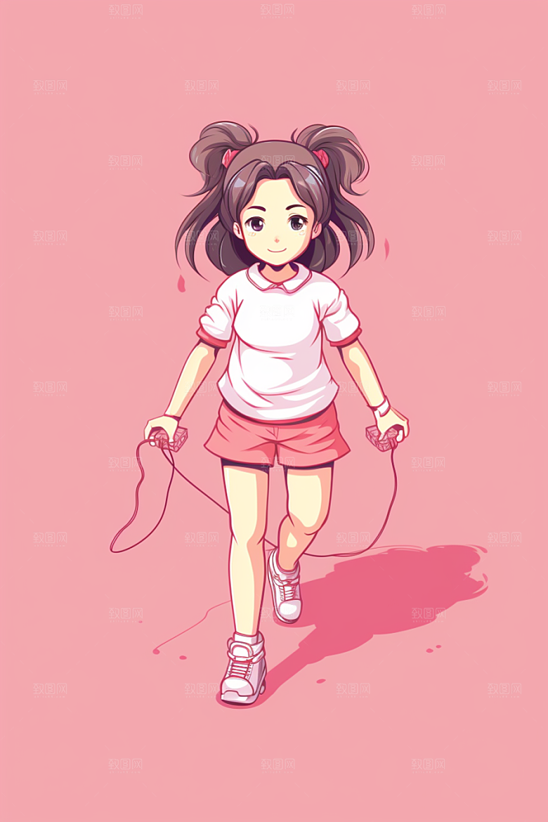 儿童跳绳形象运动插画