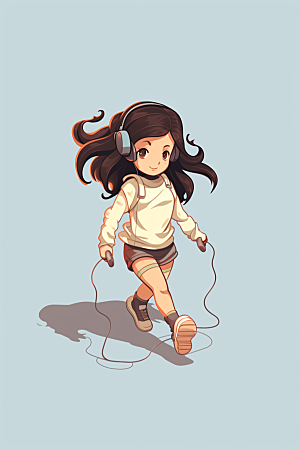 儿童跳绳锻炼健康插画