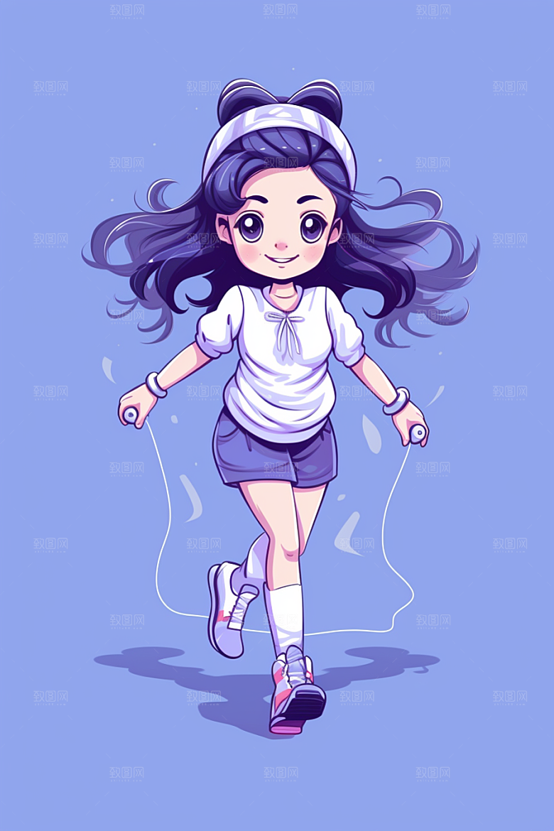 儿童跳绳健身健康插画