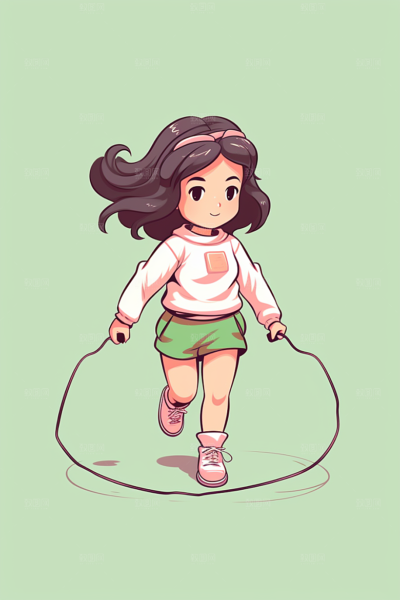 儿童跳绳锻炼活力插画