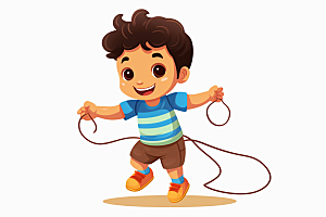 儿童跳绳健康体育插画