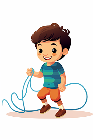 儿童跳绳健身运动插画