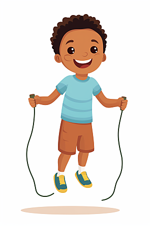 儿童跳绳健身运动插画