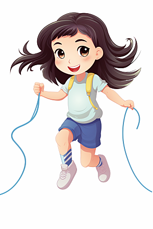 儿童跳绳健身体育插画
