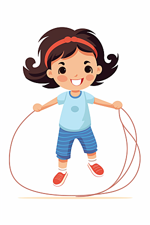儿童跳绳健身活力插画