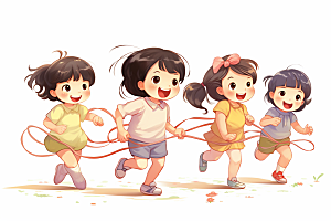 儿童跳绳健身锻炼插画