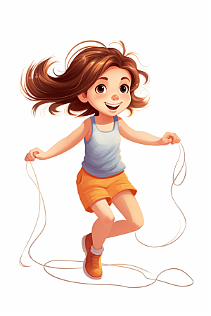 儿童跳绳健身活力插画